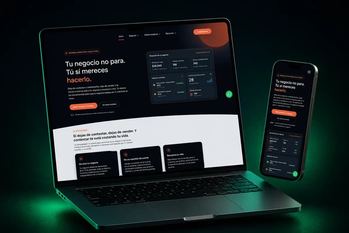 Mockup del sitio de Lead Pilot