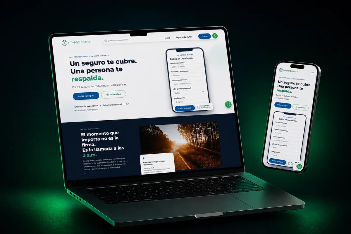 Mockup del sitio de Mi-Seguro.mx